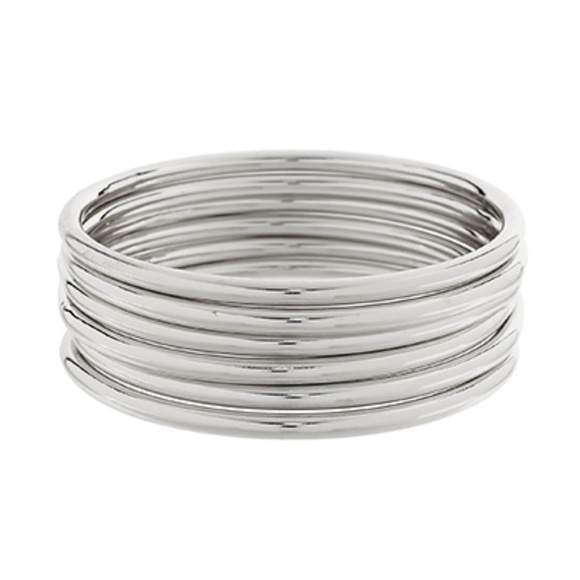 6 Row Stackable Metal Bangle Set - Picture 2 of 2